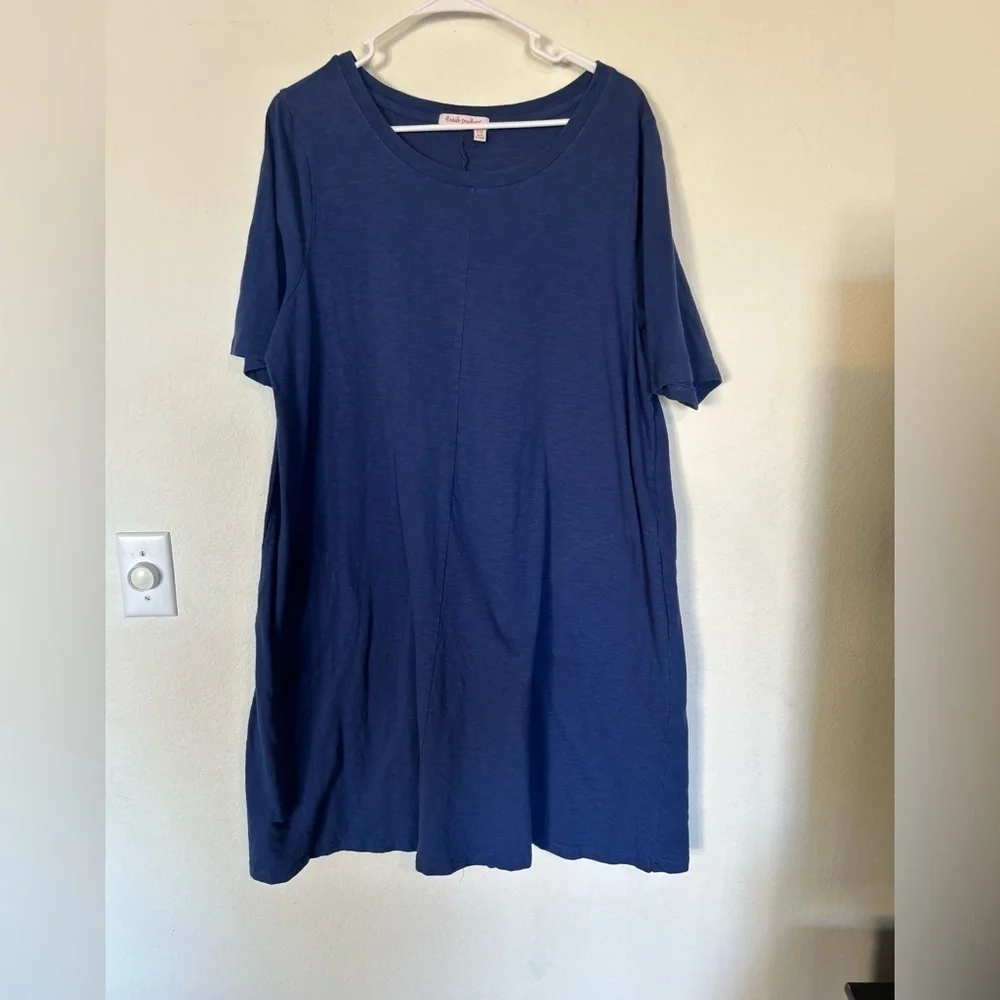 FRESH PRODUCE XXL South Beach BLUE LORNA Jersey POCKETS Swing Dress